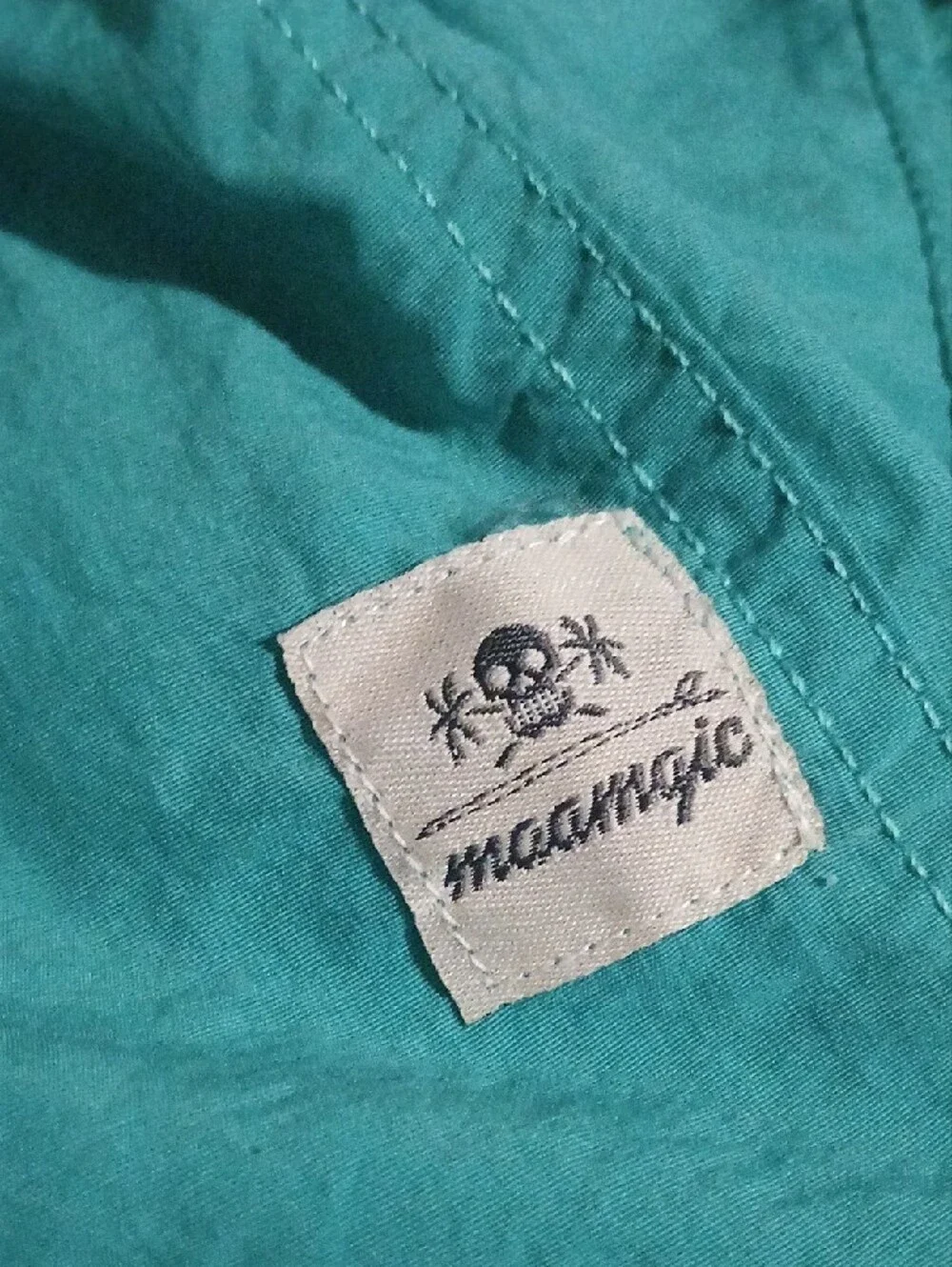 Maamgic Men’s Swim Trunks / Shorts Large Aqua Nylon Pockets Mesh Liner